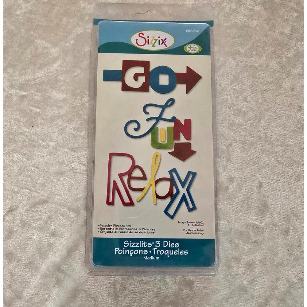 Sizzix Sizzlits VACATION PHRASES SET 656036 Fun Relax NEW